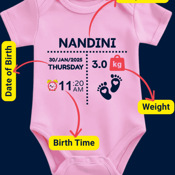 Custom Name - Baby Romper with Baby Details