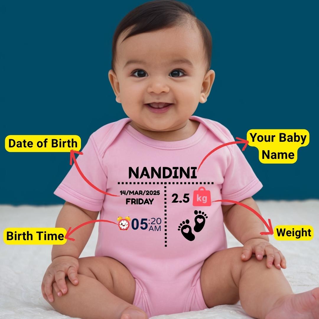 Custom Name - Baby Romper with Baby Details - Image 5