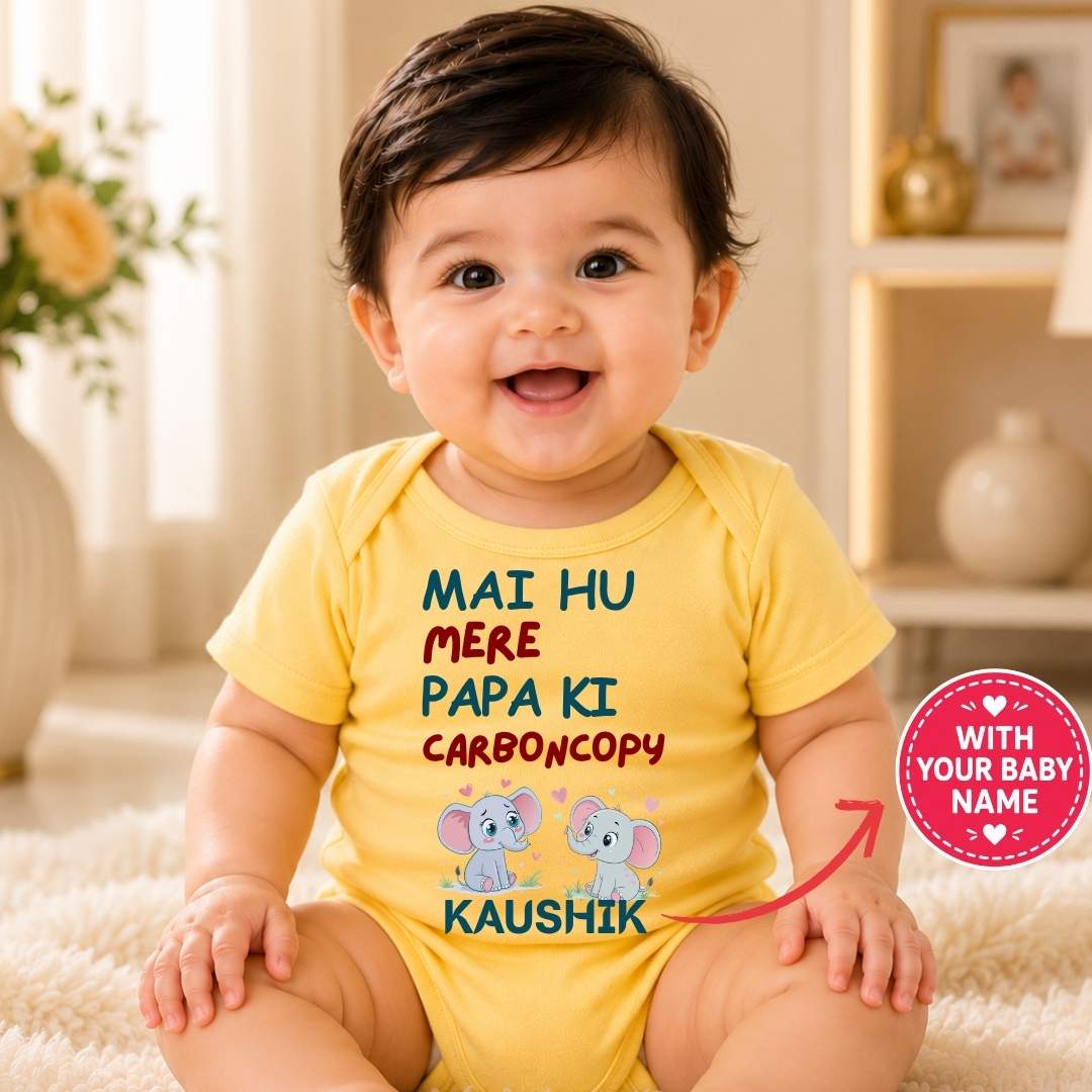 Custom Name - Mai Hu Mere Papa Ki Carbon Copy Baby Outfit - Image 3